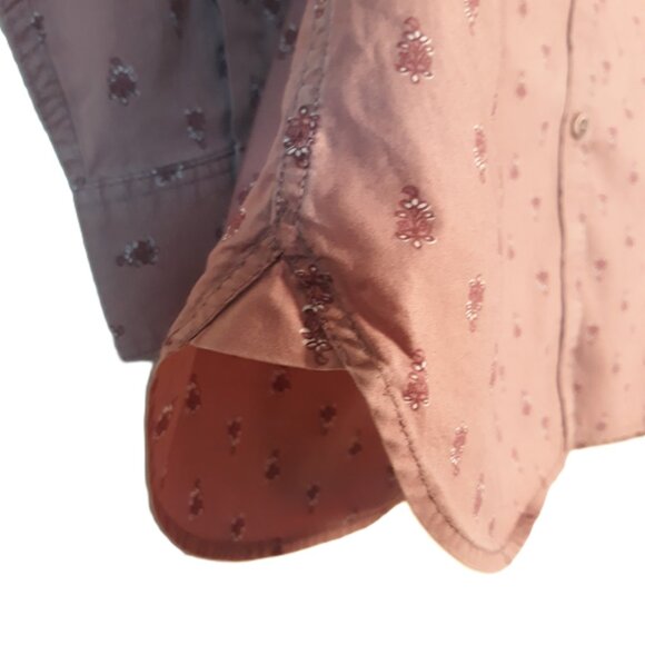 Garnet Hill Pink Floral Pima Cotton Long Sleeves Button Up Top Cottagecore Boho - Picture 4 of 9